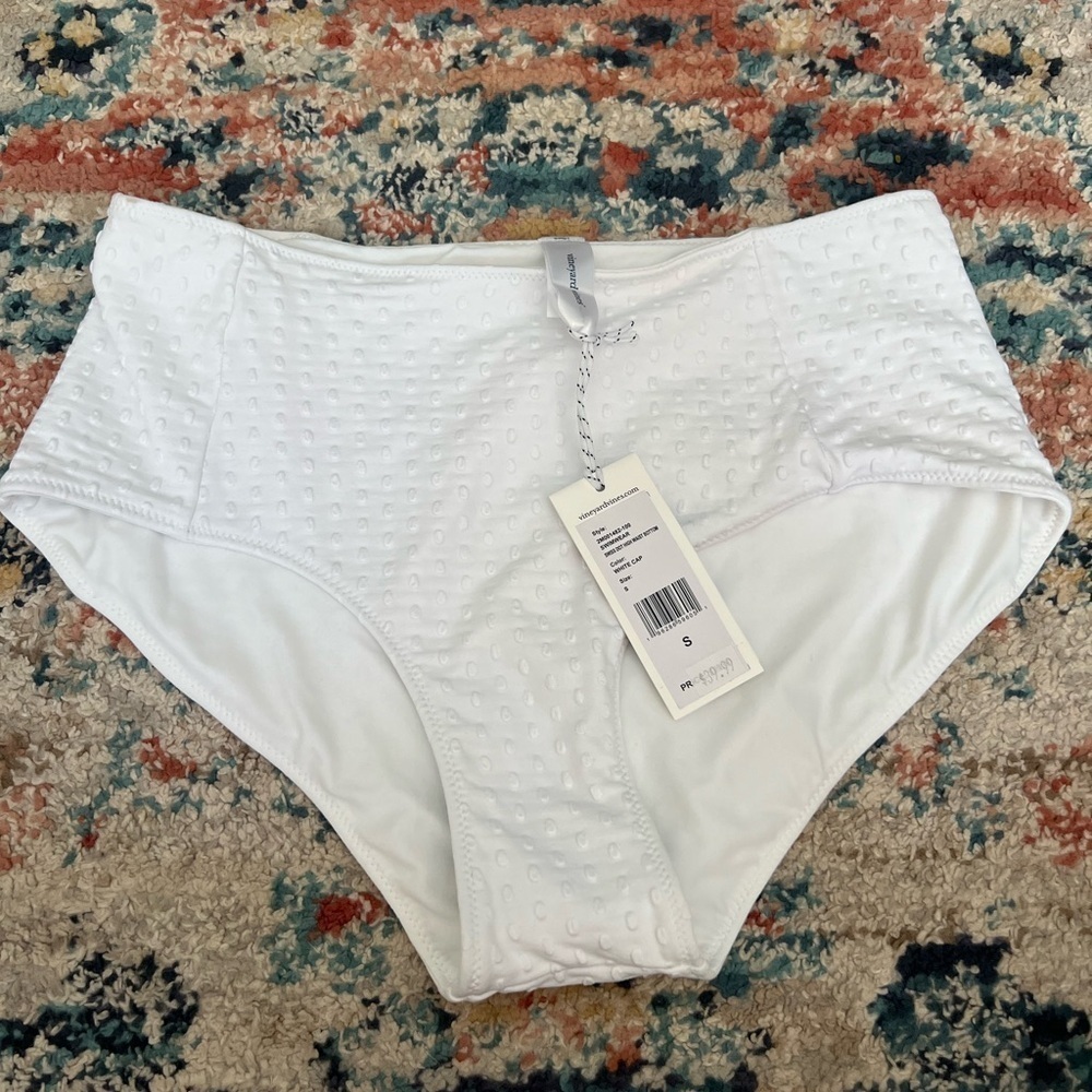 NWT Vineyard vines Swiss dot high waist white bikini bottom (Small)